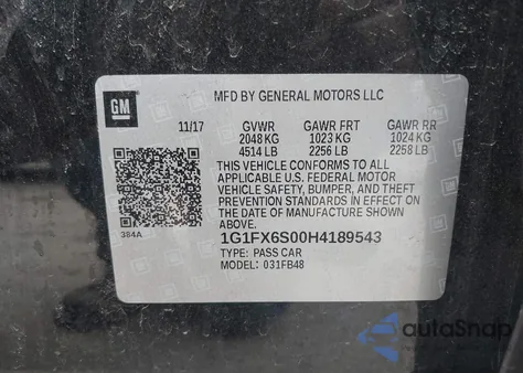 2017 Chevrolet Bolt Ev Premier из США, поврежденный, VIN 1G1FX6S00H4189543